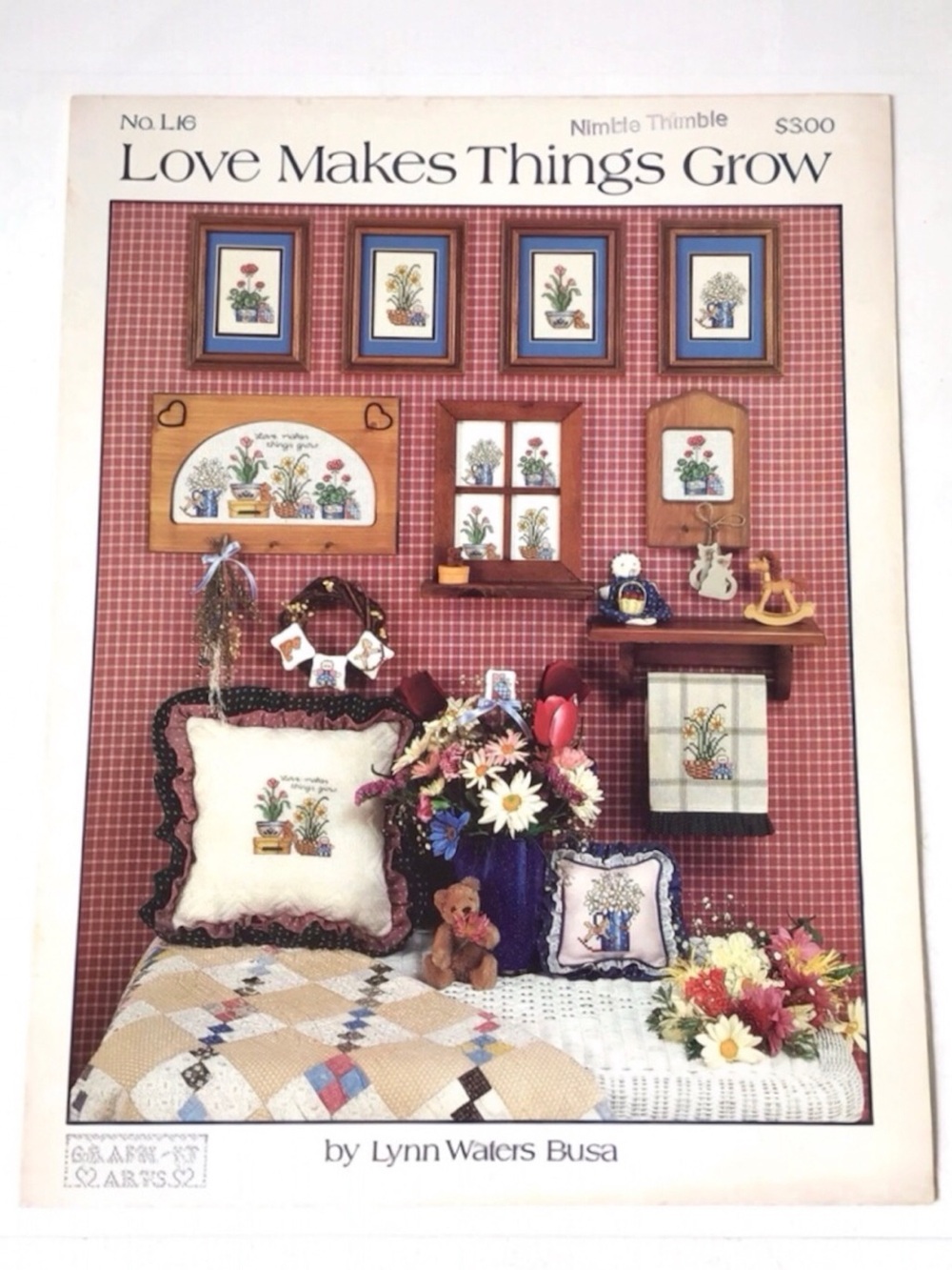 Vintage 1987 Cross-Stitch Pattern Love Makes Things Grow Leaflet Graph It Arts